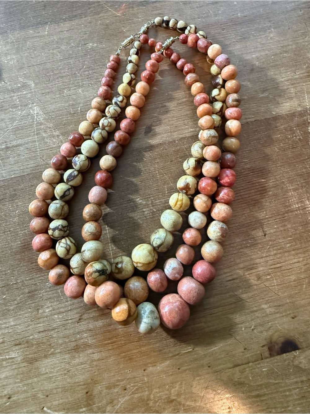 Vintage “Apple Coral” Bead Necklace, Barrel Clasp, 2 Strands Available-1 sold!